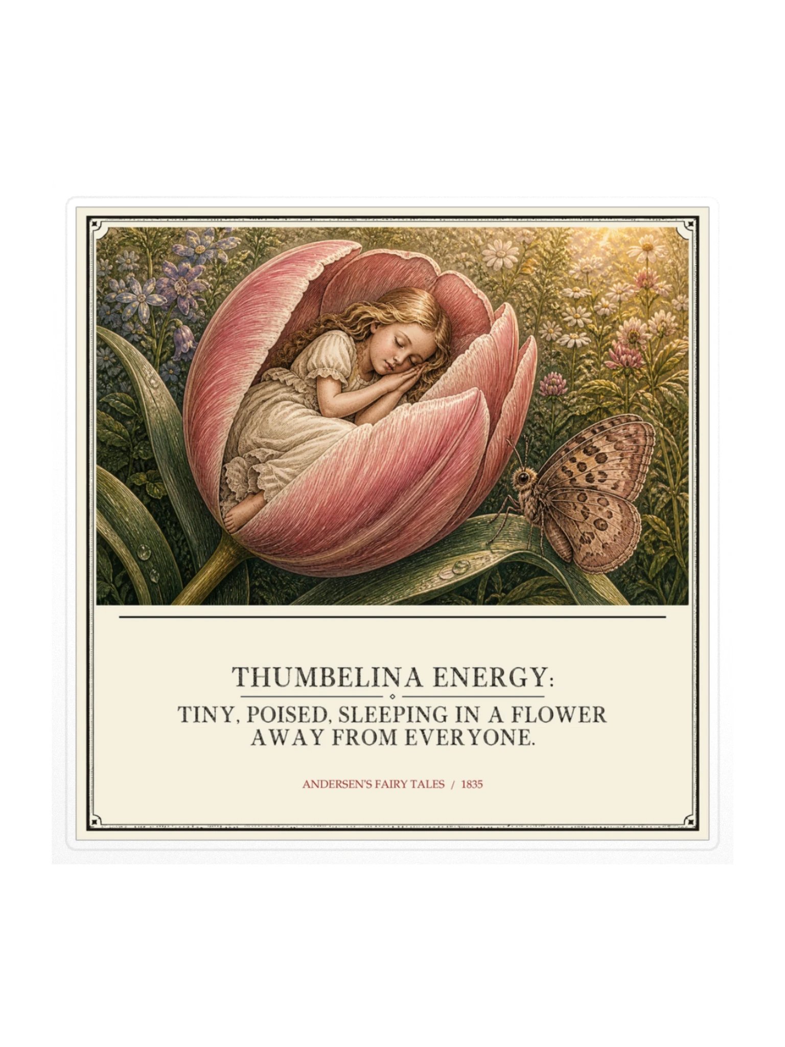 Thumbelina Energy Tiny Poised Sleeping Flower Away -- Andersens Fairy Tales Sticker product image (1)