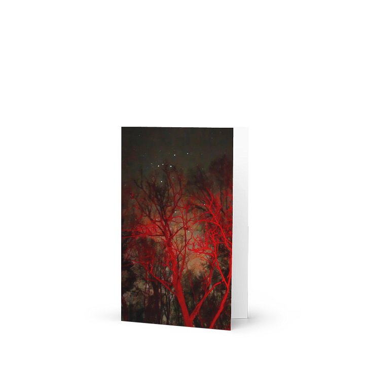 Night Sky Red Forest Greeting Card (blank) product image (1)