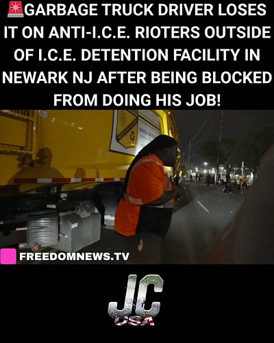 🚨 WOW - Watch this garbage truck driver completely LOSE IT on Anti-I.C.E. Protestors outside of an I.C.E. Detention Facility ...