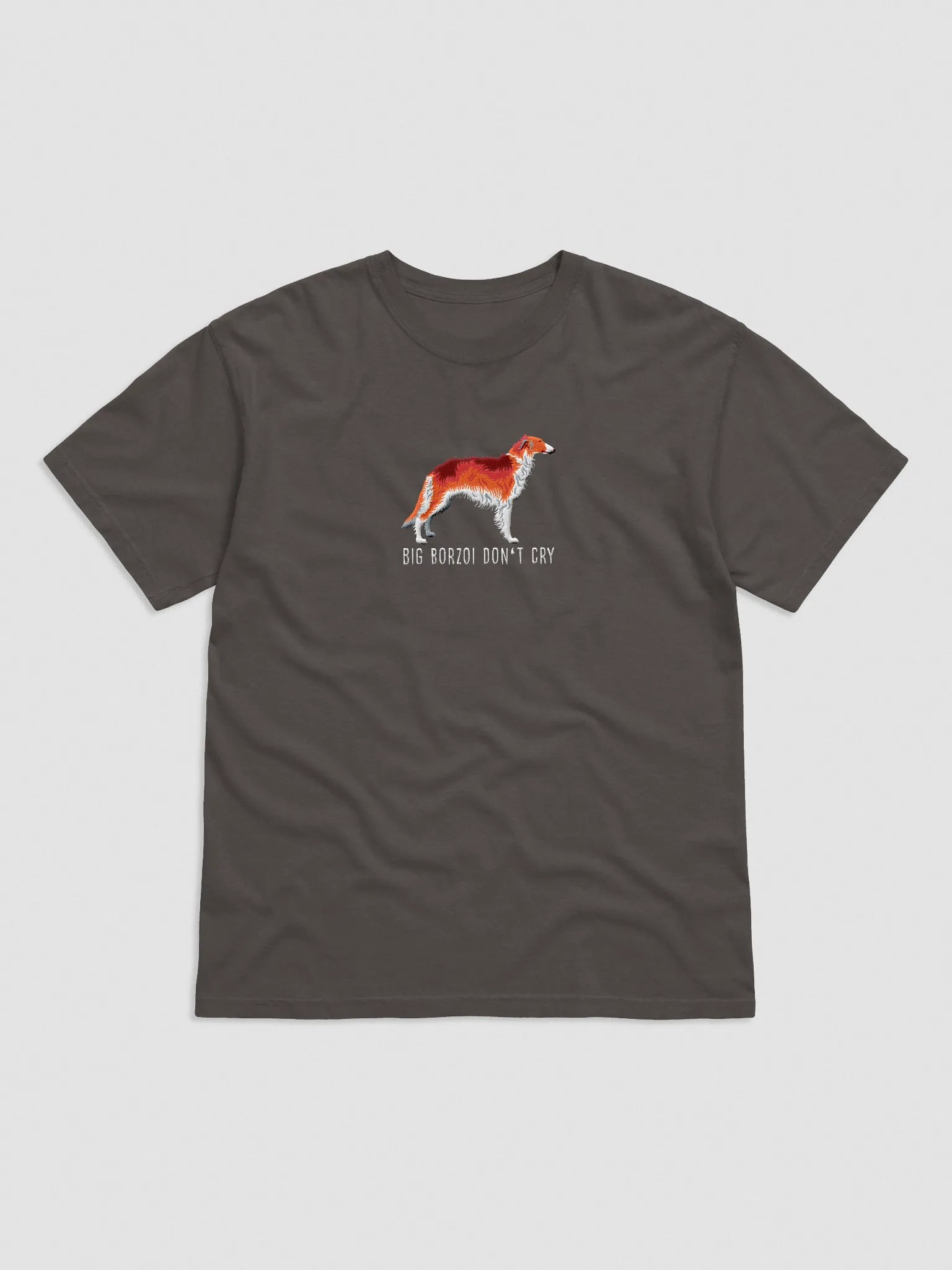 Big Borzoi Don't Cry T-Shirt(Embroidered) of a Borzoi(Red) product image (4)