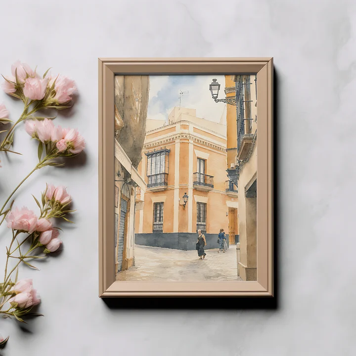 Seville Travel Wall Art Poster, Warm Neutral Cityscape Home Decor product image (1)