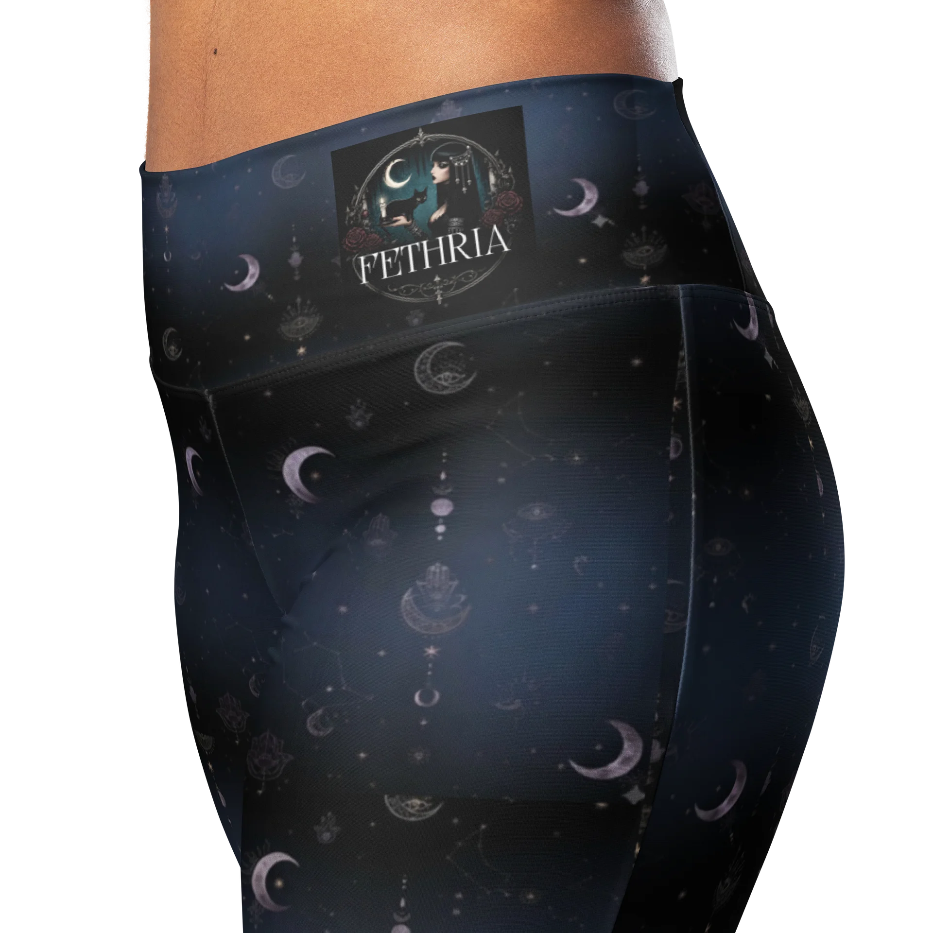 Lunar Eclipse Women’s Celestial Flared Leggings | Luxury Yoga Pants product image (4)