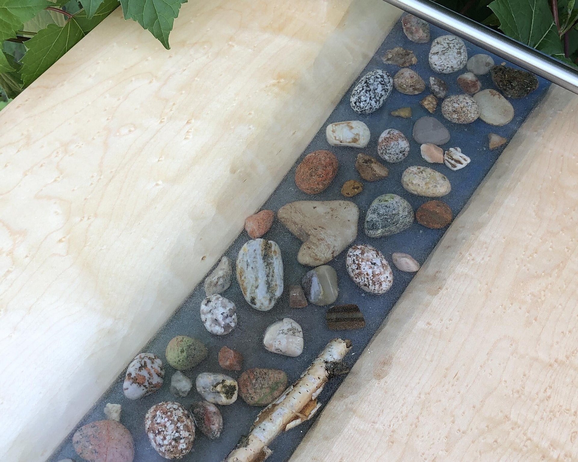 16" x19.75" x1" Birdseye maple and Lake Superior rocks River Charcuterie board product image (3)