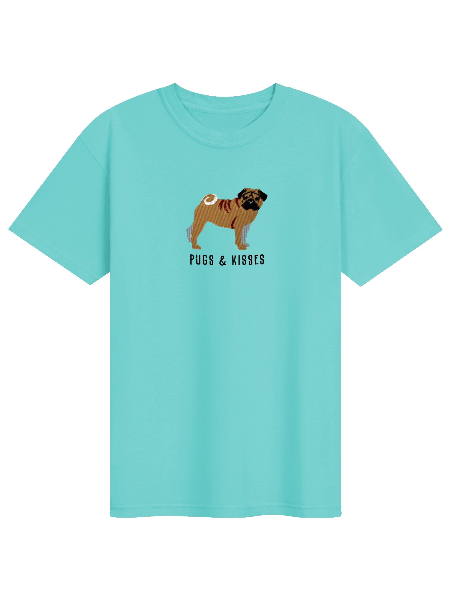 Pugs and Kisses T-Shirt(Embroidered) of a Pug(Fawn) product image (33)