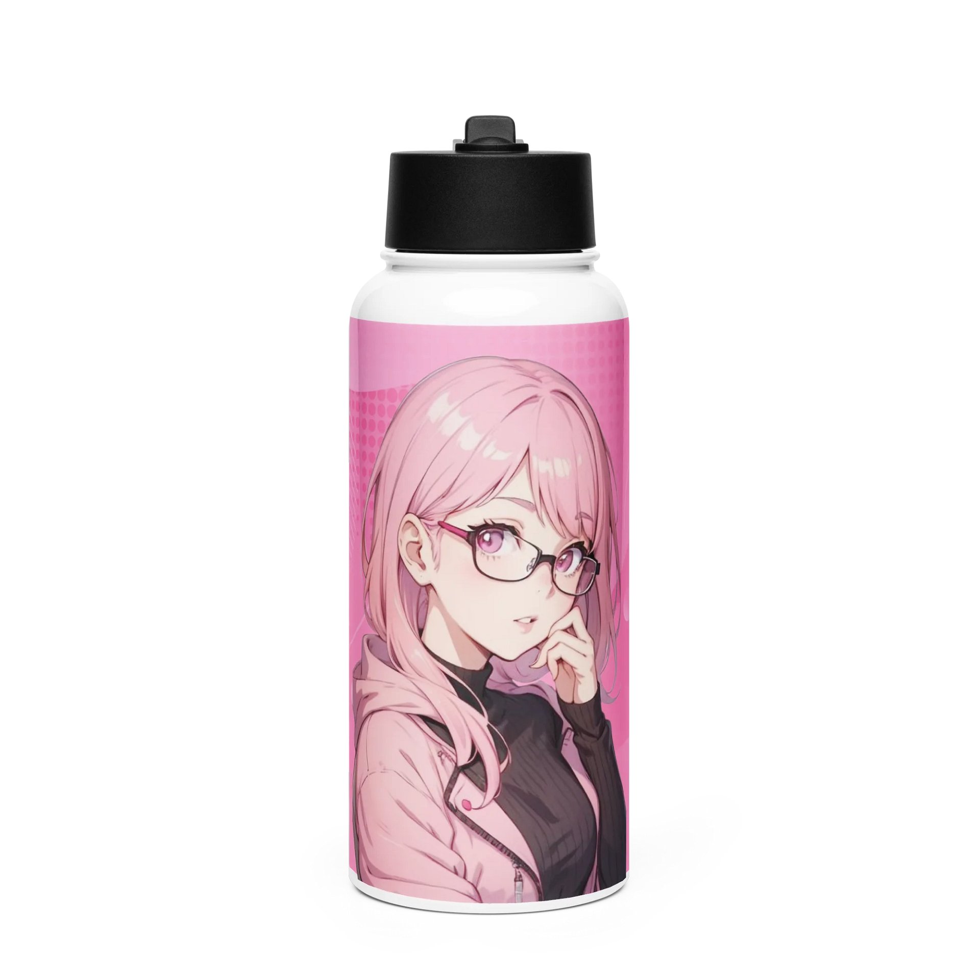 (PINK WAIFU) K Stainless Steel Water Bottle with a Straw Lid product image (1)