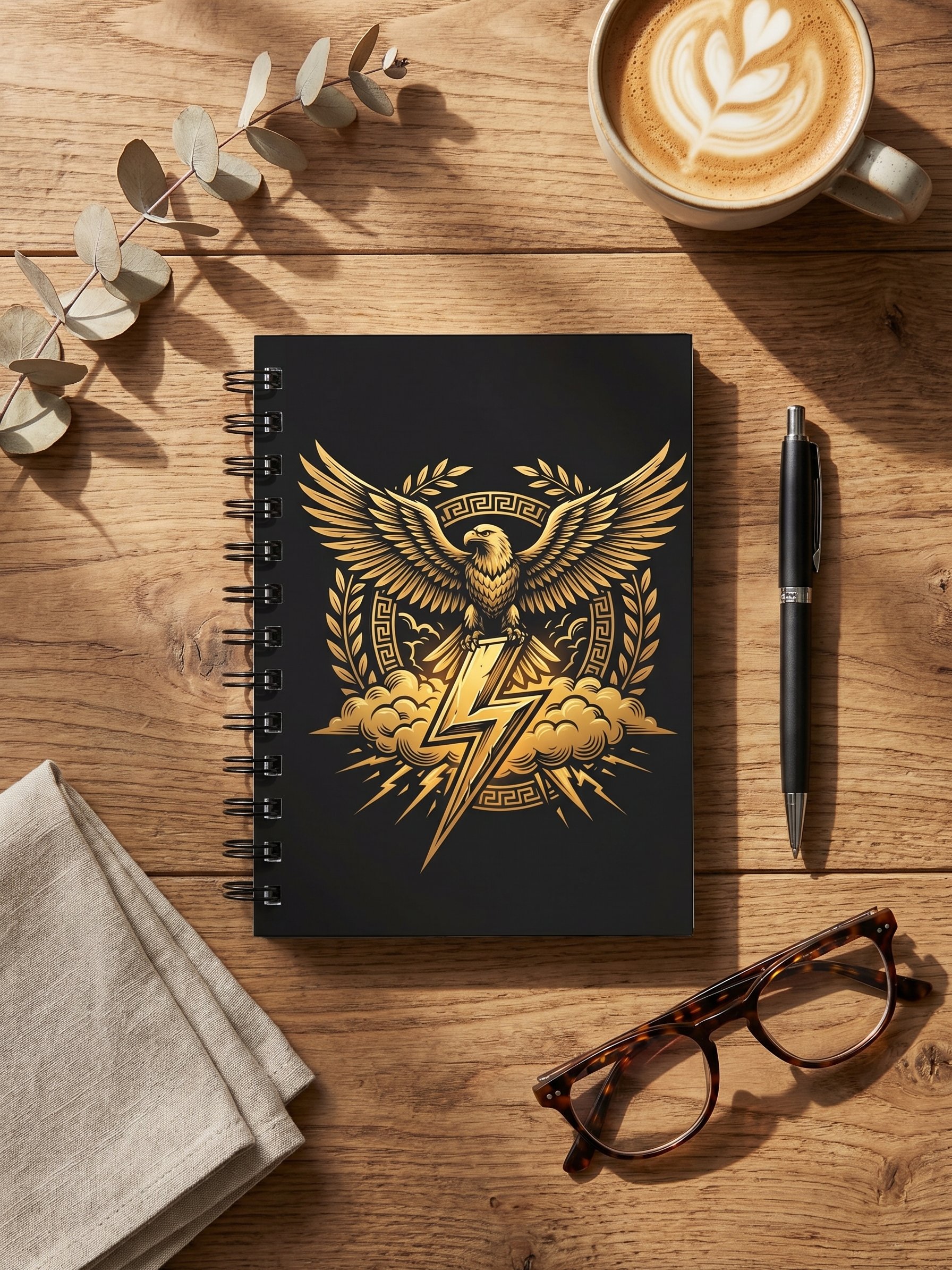 Zeus Notebook – Greek Mythology Spiral Journal with Eagle & Lightning Design product image (2)