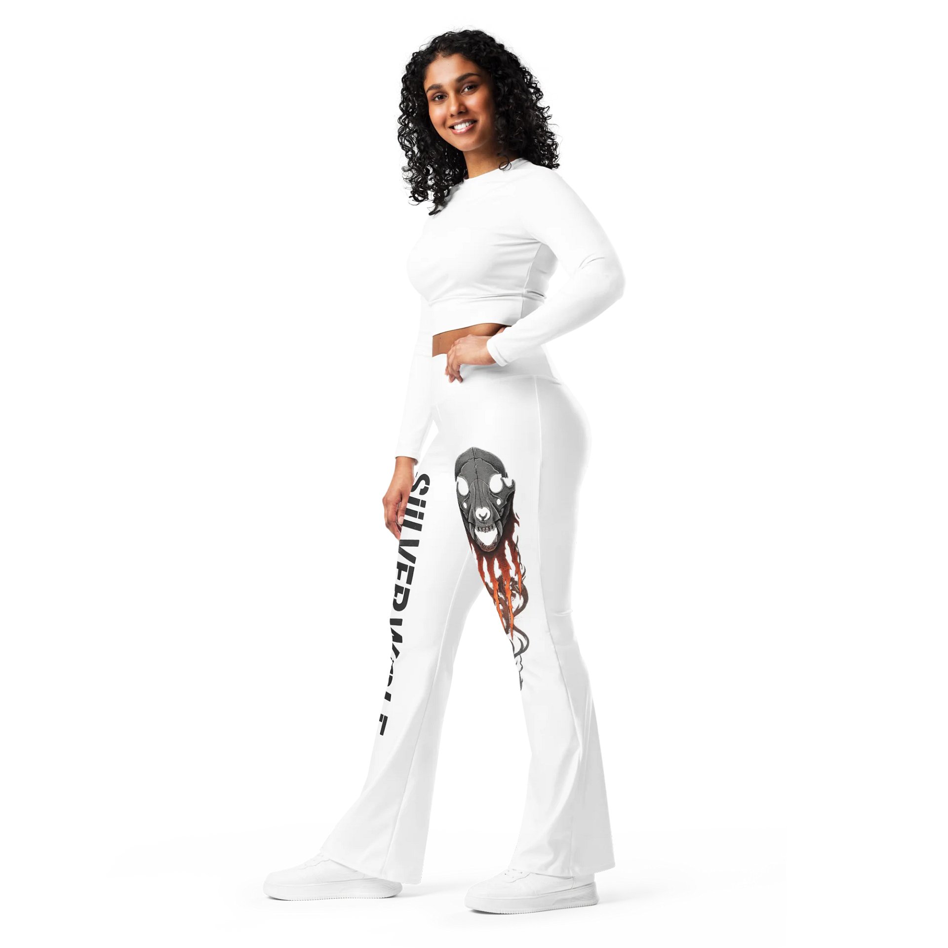 Flaming Silver Wolf Flare Leggings product image (7)