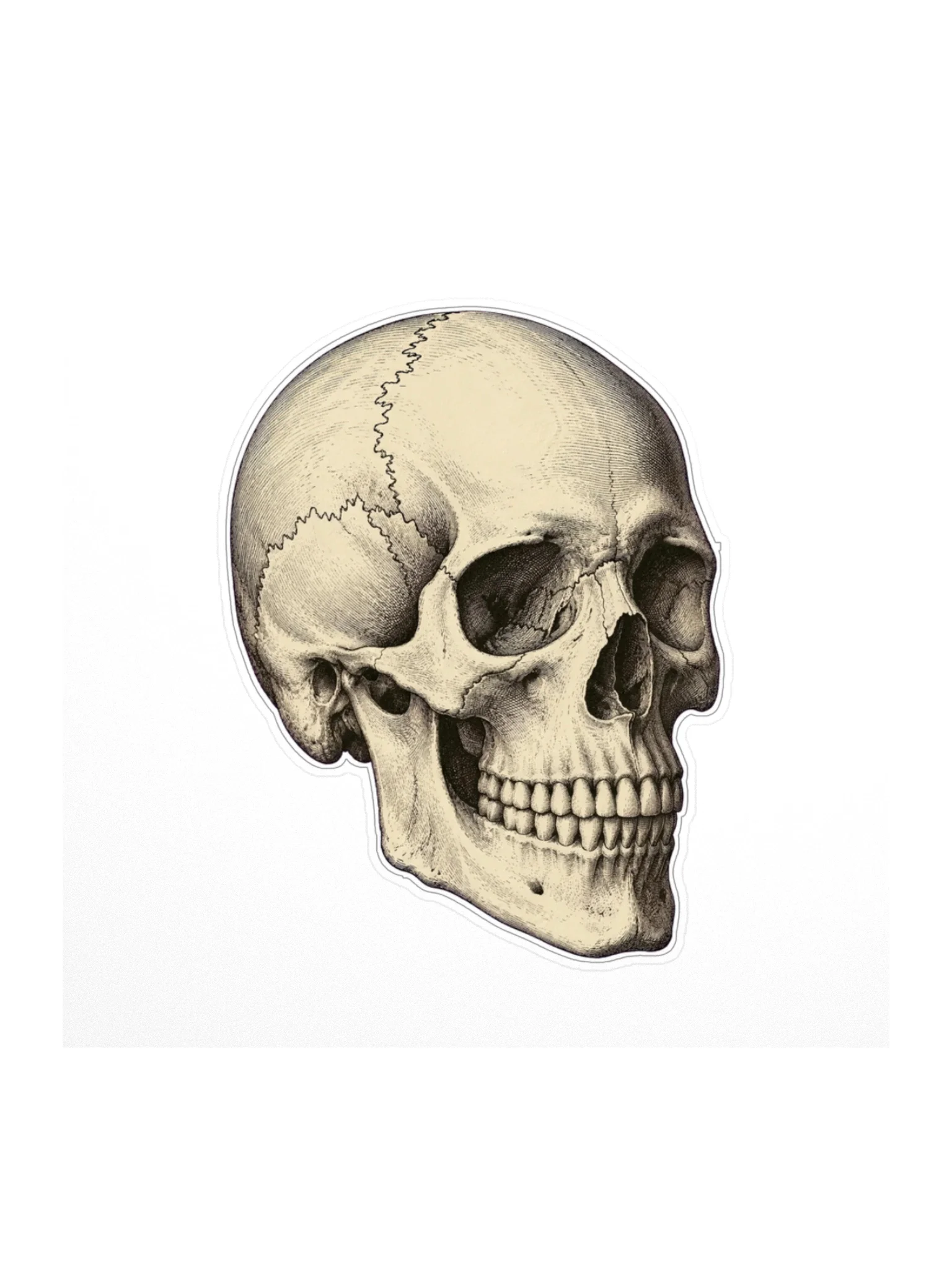 Anatomy Skull Sticker, White