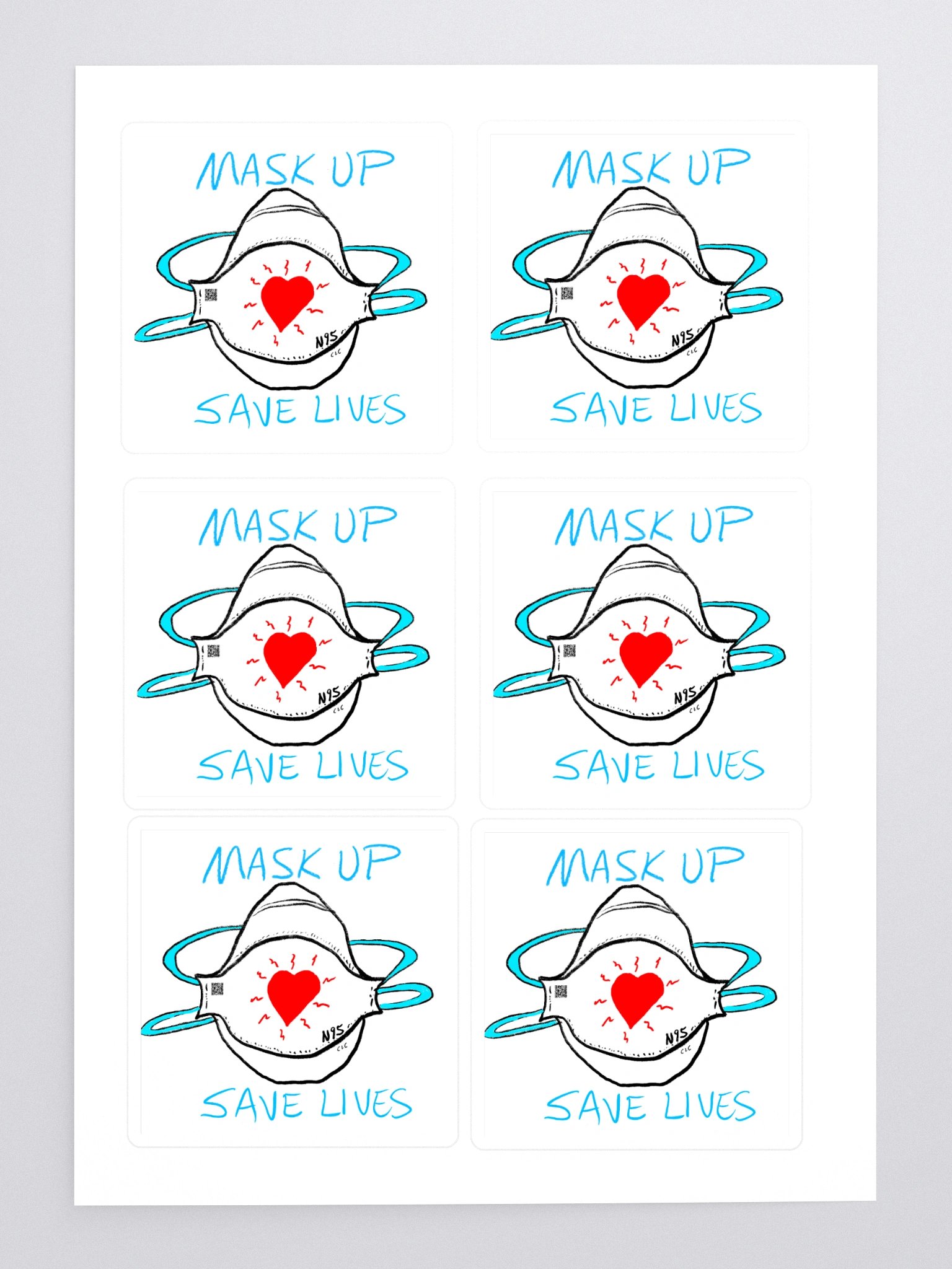 Mask Up Save Lives sticker 6 pack product image (3)