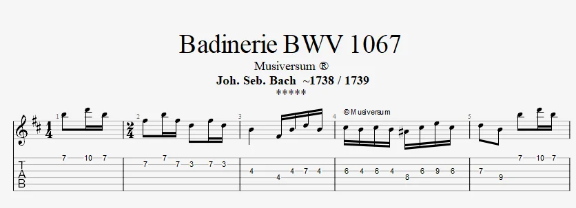 Joh. Seb. Bach Badineire BWV 1067 for electric gutiar product image (2)