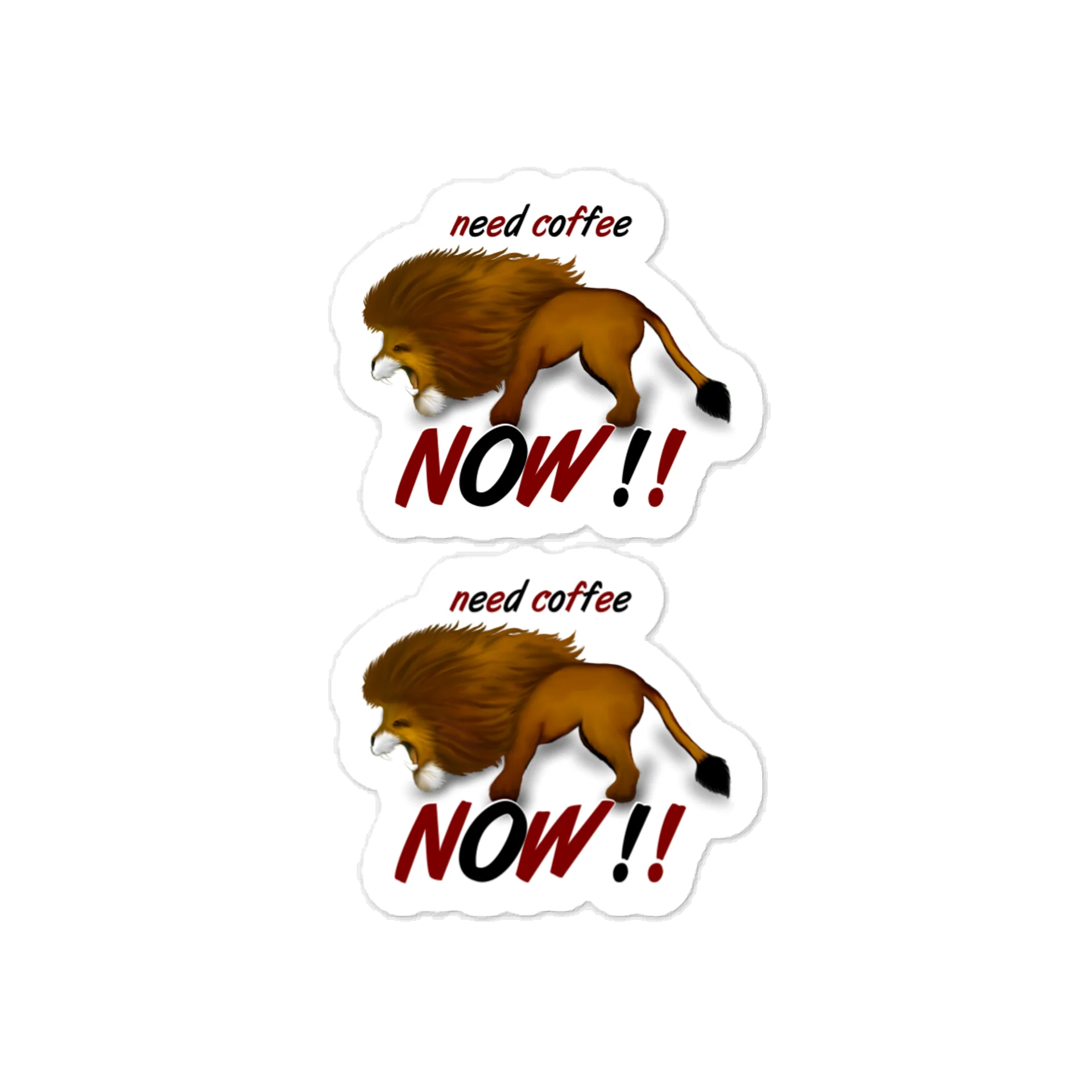 Lion "Need Coffee NOW" Kiss-Cut Vinyl Decals product image (1)