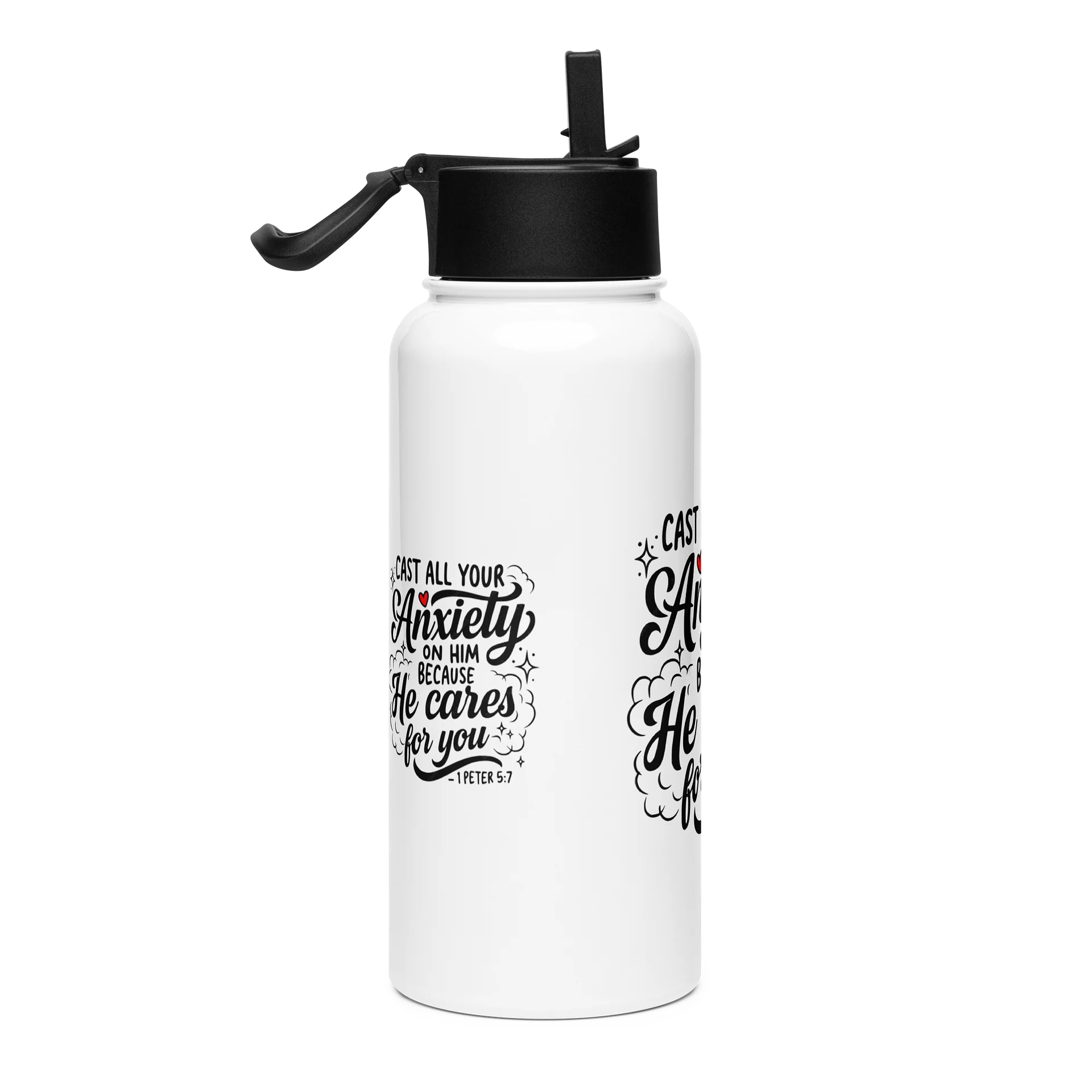 Cast All Your Anxiety Stainless Steel Insulated Water Bottle — 1 Peter 5:7 product image (4)