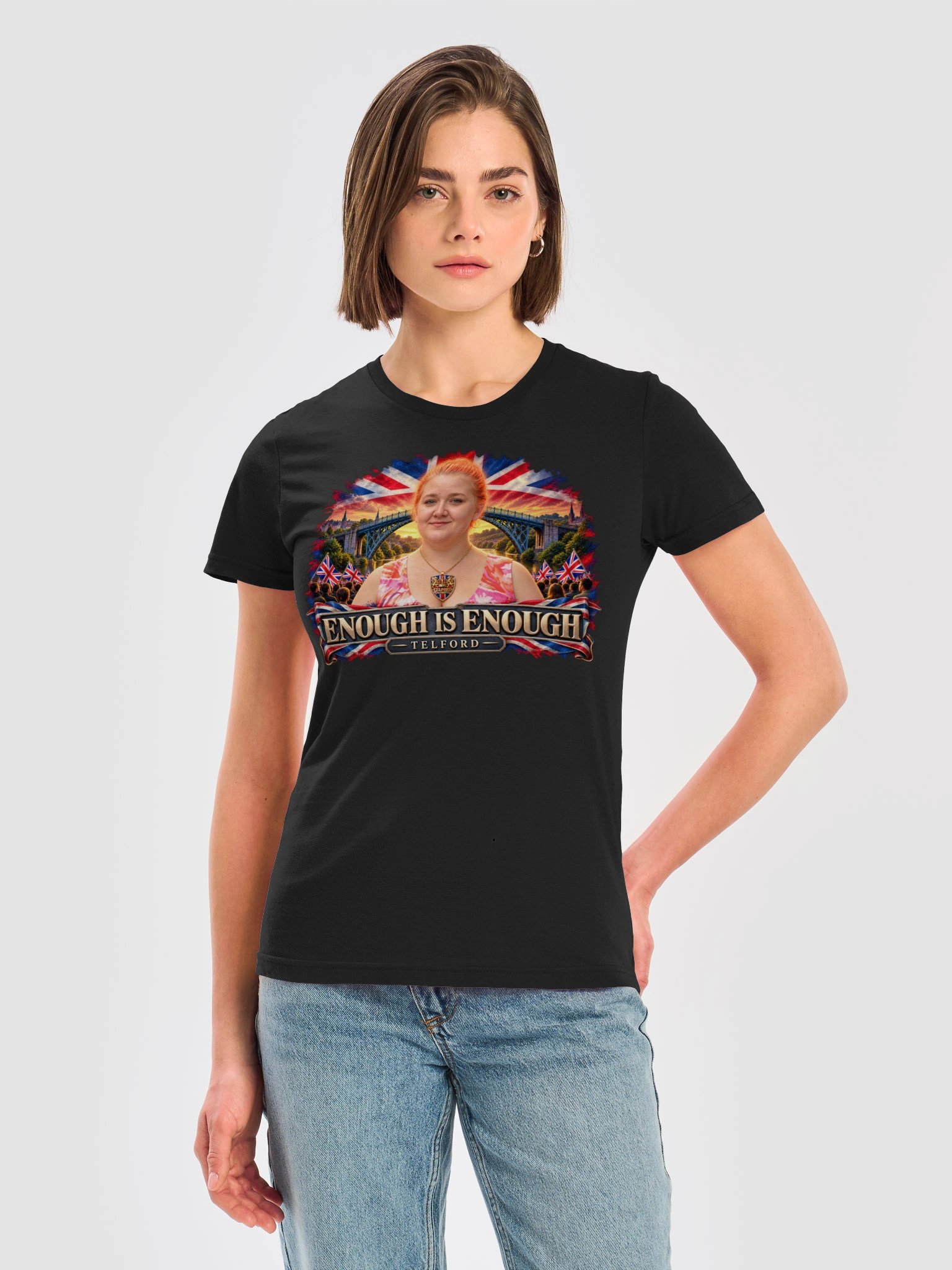 Woman's Fitted Enough Is Enough Telford Patriotic Poster Tee product image (5)