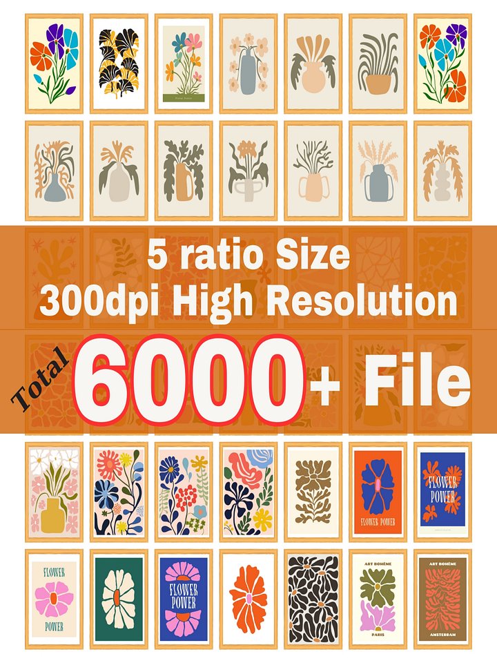 Flower Market Print Set of 1200 Flower Gallery Wall Set product image (2)