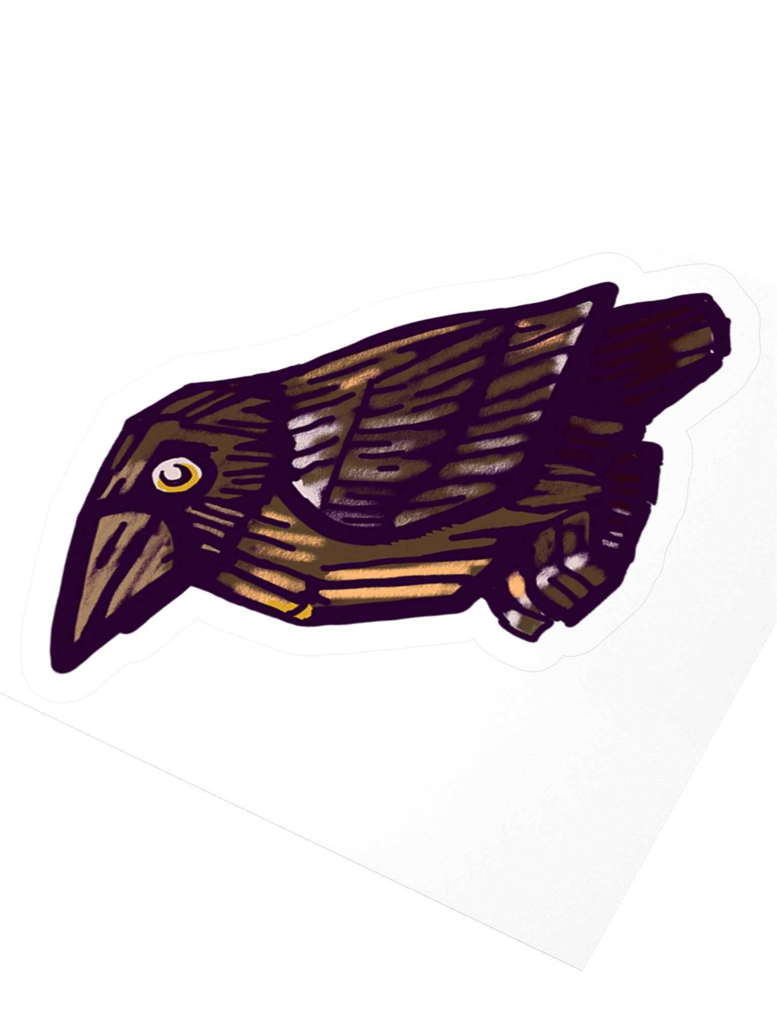 The Hunched Raven, Woodcut Raven Sticker (3 inch vinyl) product image (3)