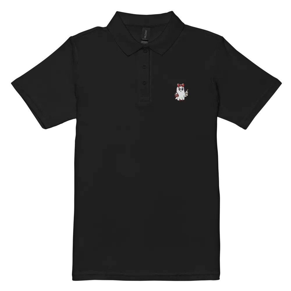 Stylish Ghost Embroidered Semi-Fitted Women's Cotton Polo Shirt product image (1)