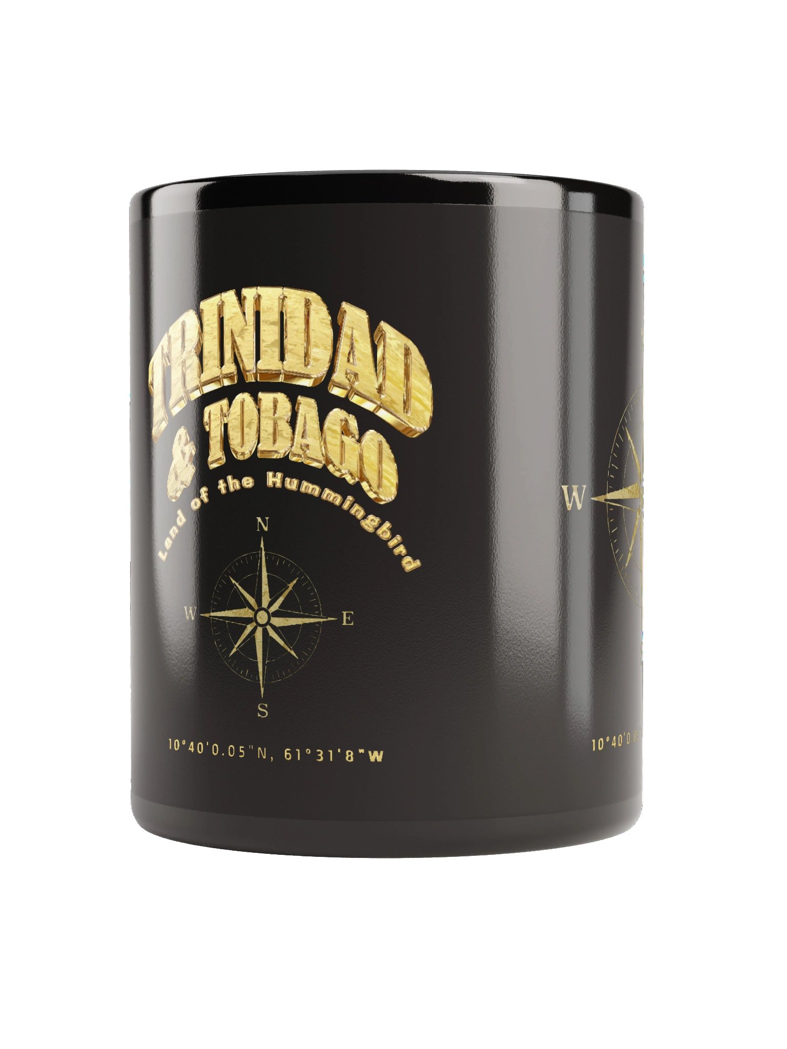 Compass - Trinidad and Tobago - Vintage Gold | Black Glossy Mug product image (3)