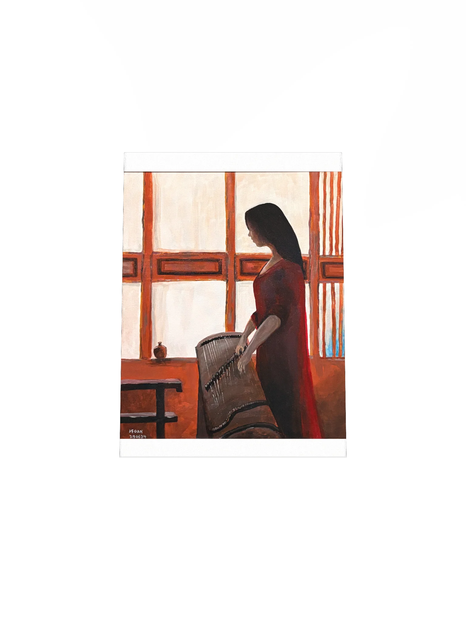 Lady With Guzheng Art Print product image (4)