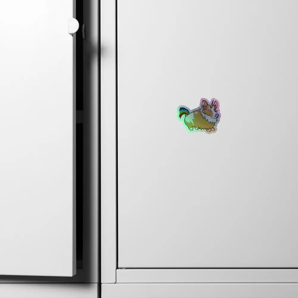 Whimsical Corgi Unicorn Holographic Sticker product image (6)