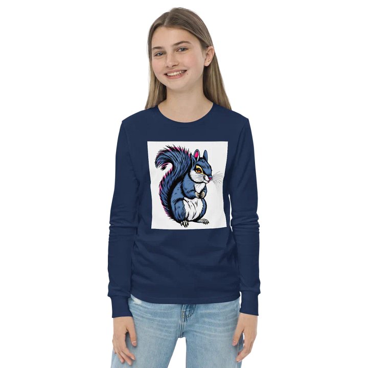 Blue Whiskered Squirrel Youth Long Sleeve T-Shirt product image (2)