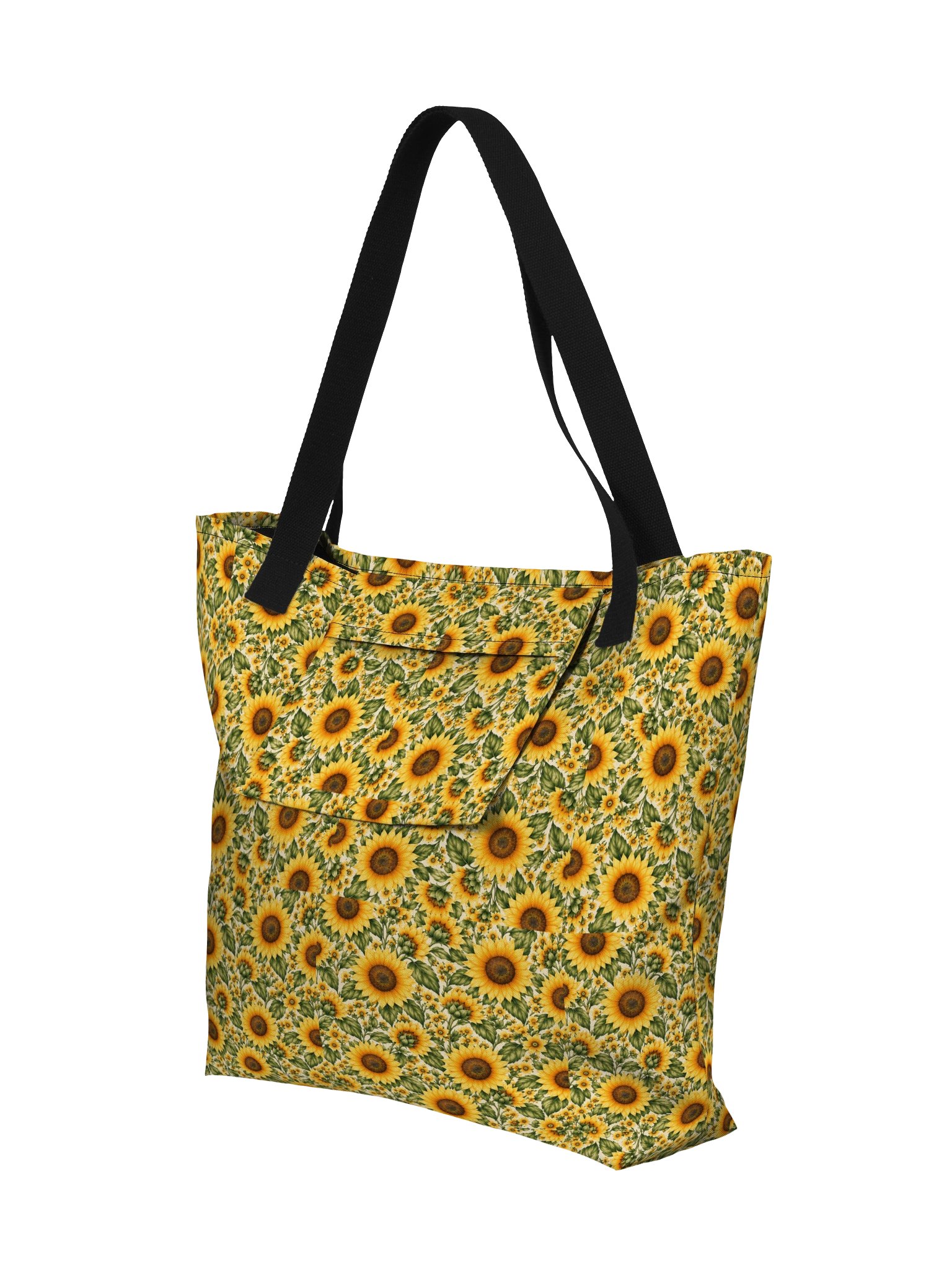 Sunflower Fields Large Tote Bag – Vintage Floral Shoulder Bag with Pocket product image (5)