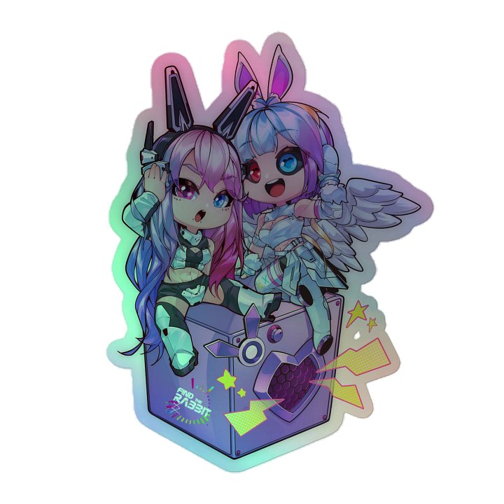 Holographic Kiss-cut Chibi Find the Rabbit x VTuber sticker. product image (1)