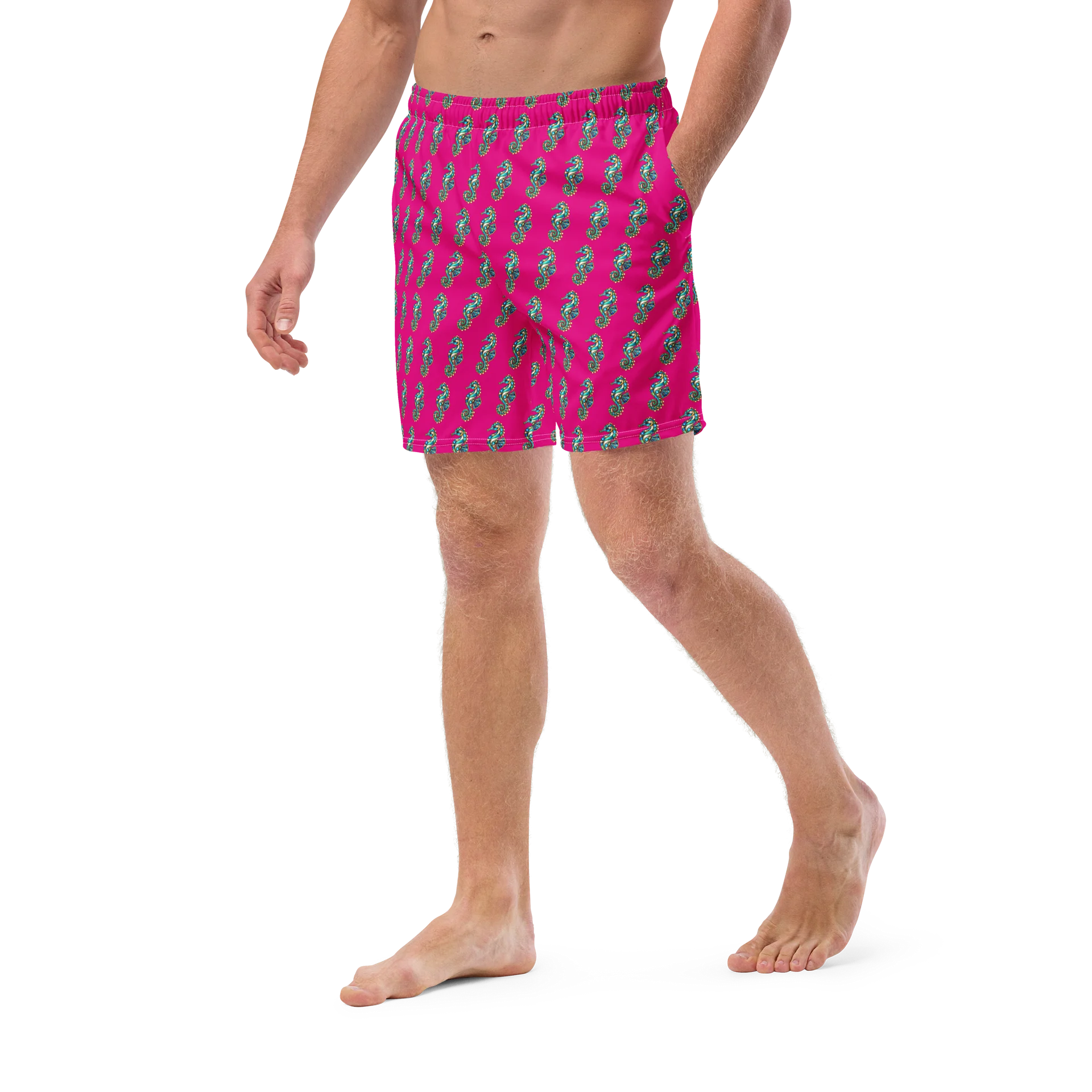 Hot Pink Seahorse Pattern Swim Trunks product image (5)