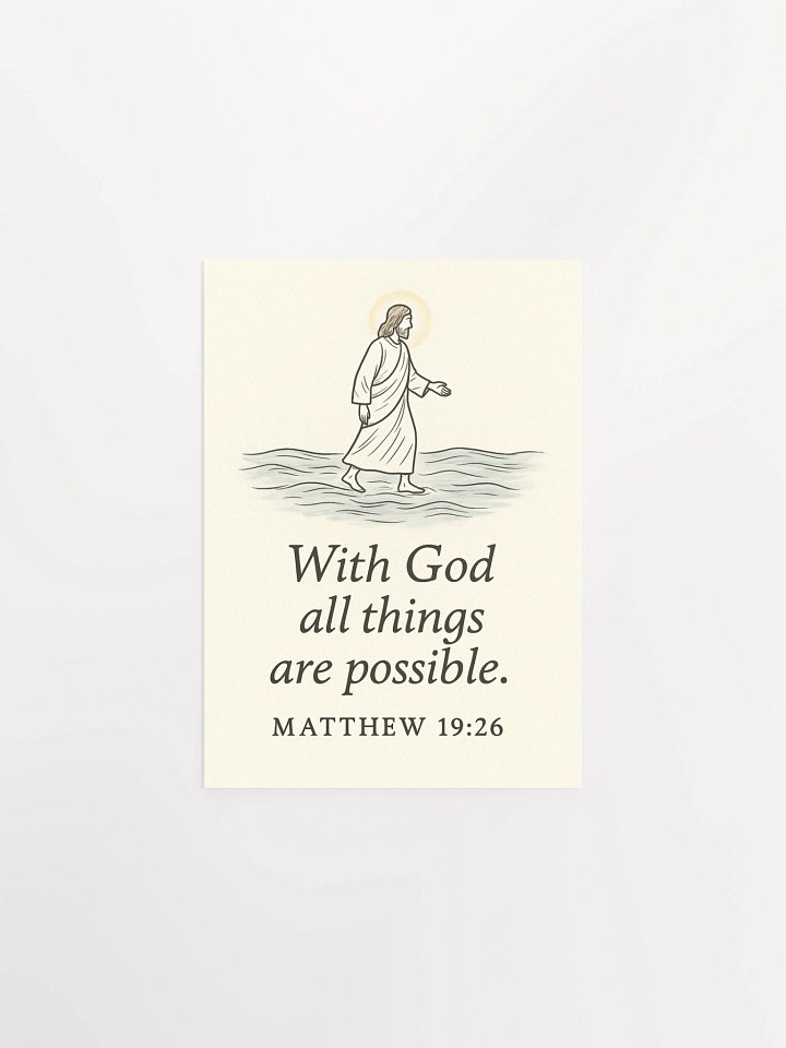 Matthew 19:26 Christian Poster – With God All Things Are Possible Scripture Wall Art product image (1)