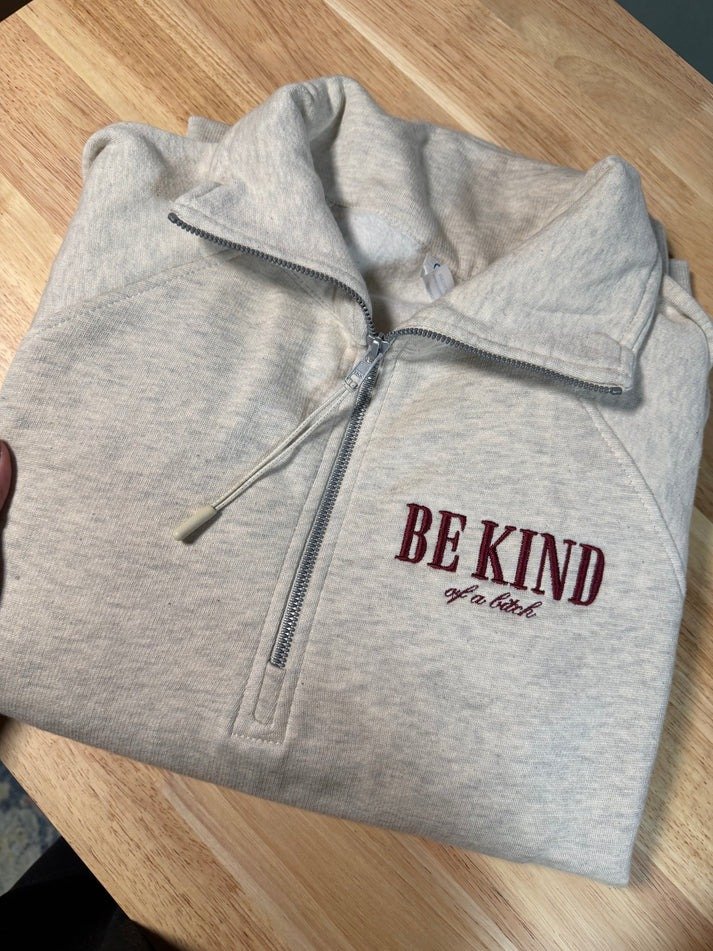 Be Kind Half Zip Embroidered Sweatshirt product image (2)