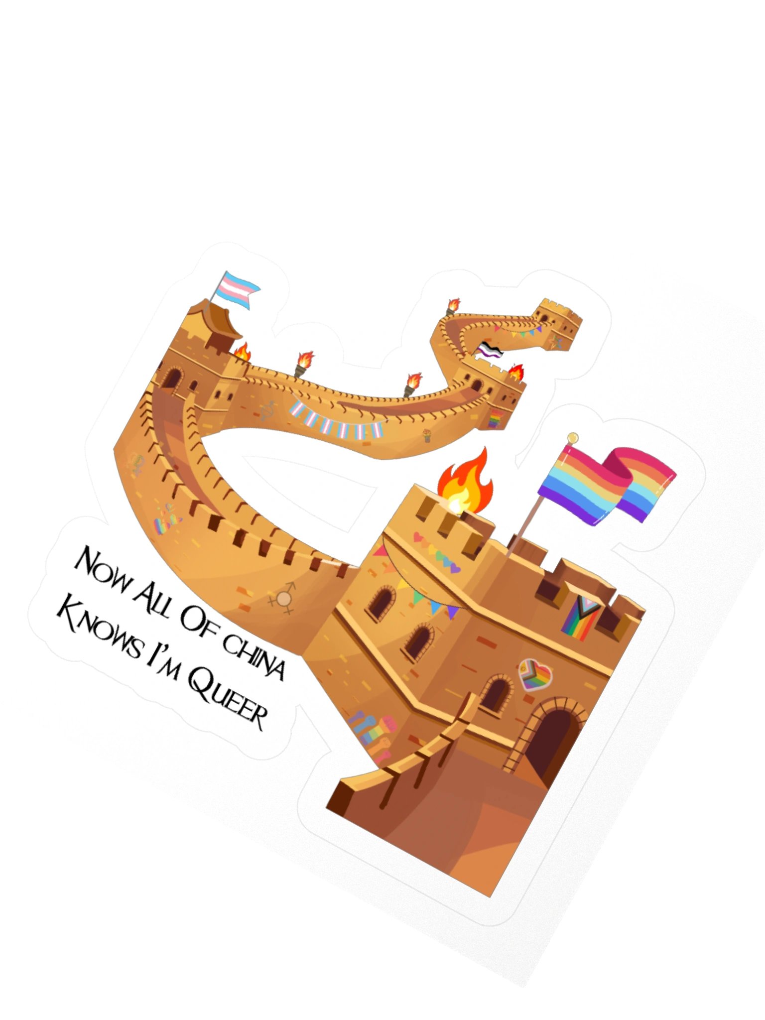 Now All Of China Knows I'm Queer Kisscut Sticker product image (2)