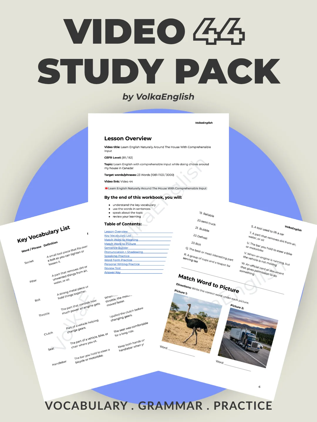 Learn English Naturally Around The House With Comprehensible Input - Video 44 Study Pack product image (1)