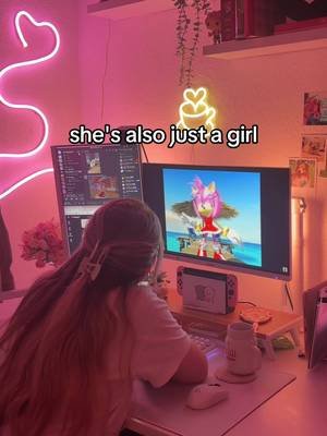 amy is just a girl 🥺 #sonicthehedgehog #girlgamer #gaming #amyrose #desksetup 