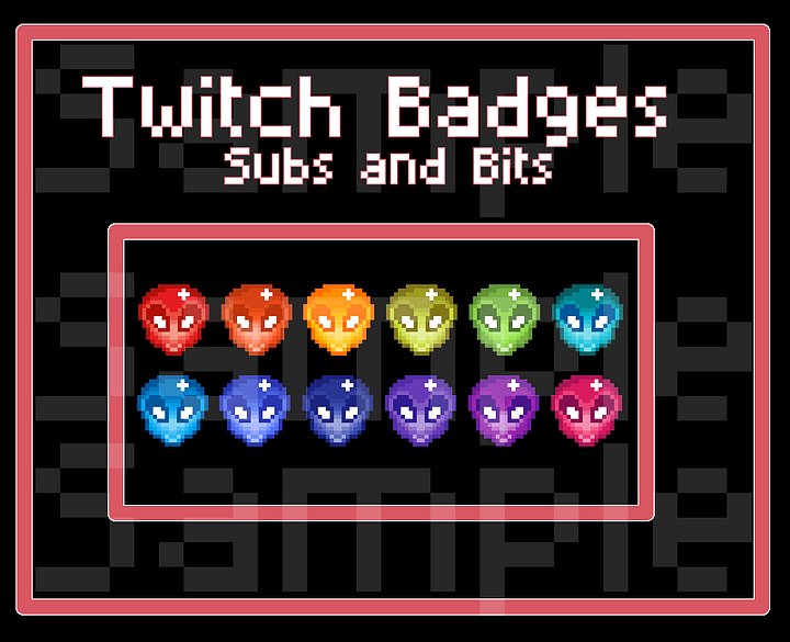 Alien Pixel Twitch Sub Badges | Alien Bit Badges | Premade badges for Twitch streams product image (1)