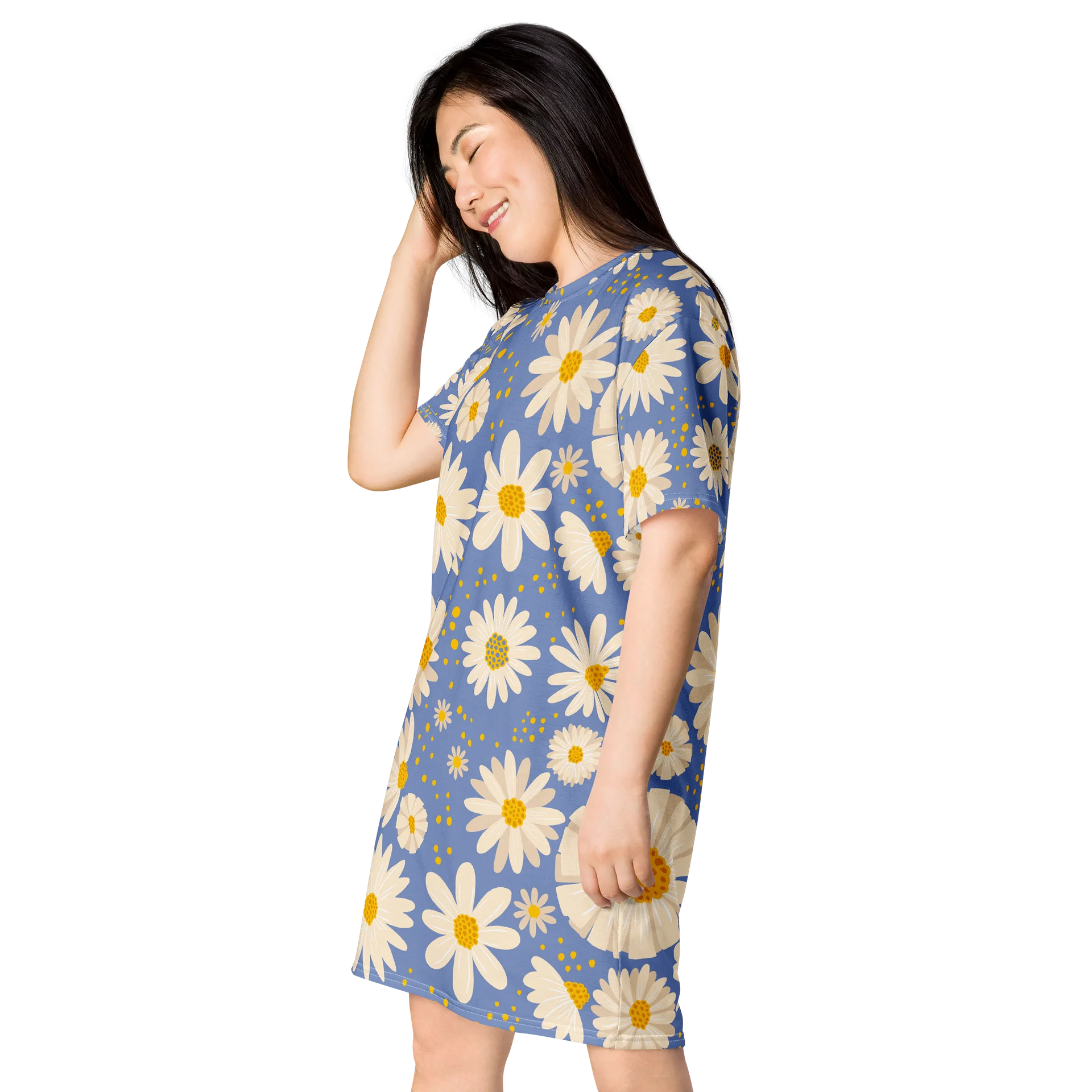 Blue Daisy All-Over Print T-Shirt Dress product image (3)