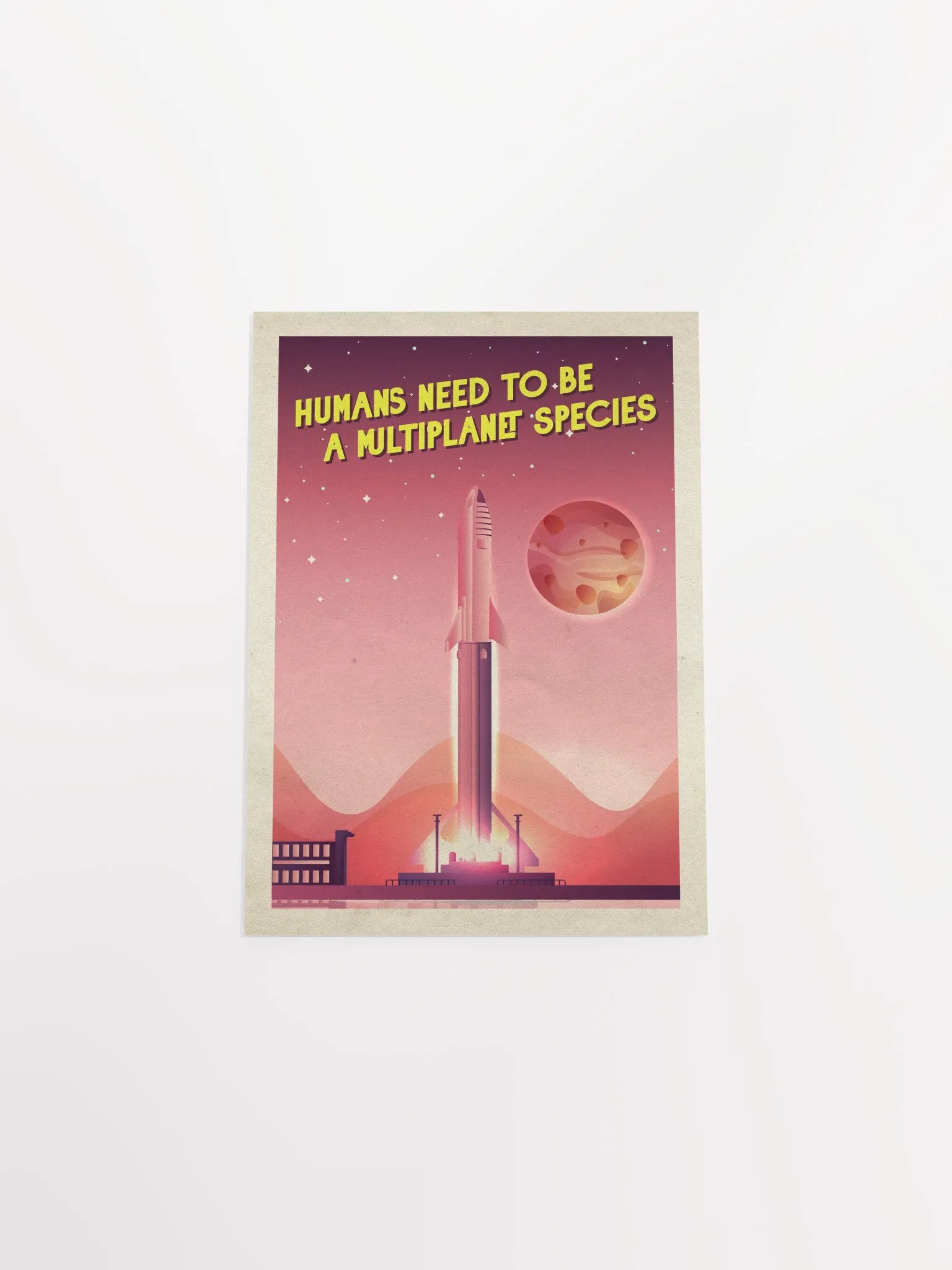 Humans need to be a multiplanet species, SpaceX Starship — Vintage space poster, retro space art, propaganda poster, retrofuturism art, retro sci-fi print product image (9)