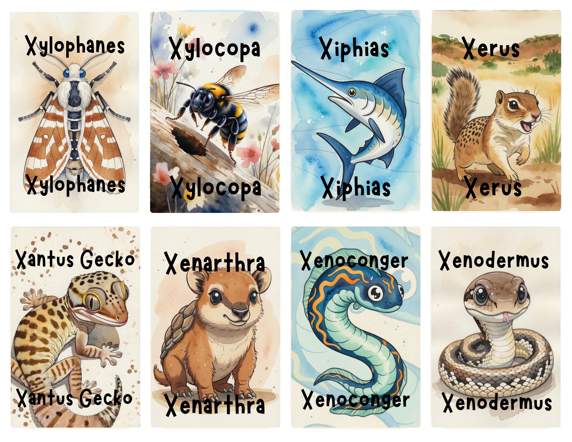 Letter X Animal Flash Cards – Fun & Engaging Alphabet Learning product image (4)