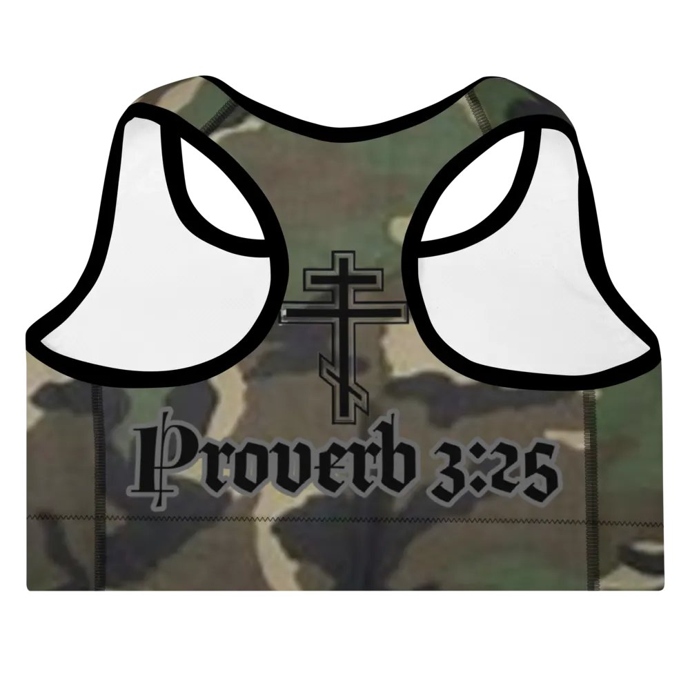 Faithful Camo: Proverb 3:25 Padded Sports Bra - Woodland product image (7)
