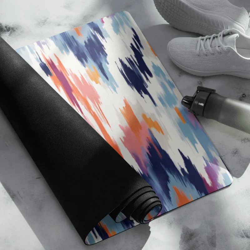 Abstract Ikat Blue Yoga Mat product image (7)