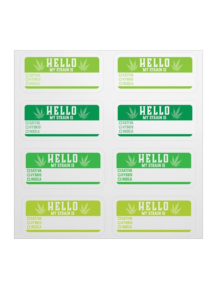 "Hello My Strain Is" Stash Jar Stickers product image (1)