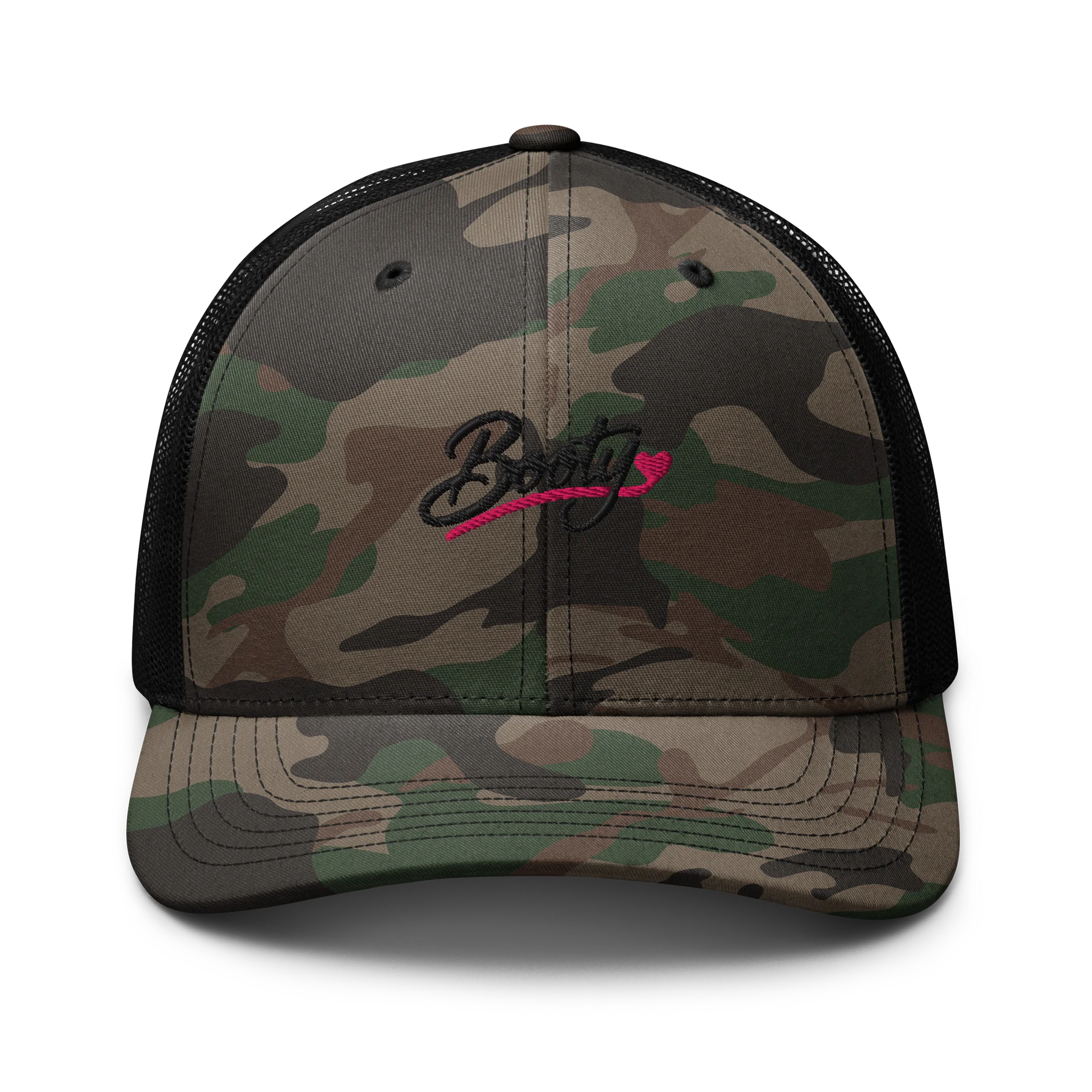 Booty Demon Booty Script Women's Camo Embroidered Trucker Hat product image (1)
