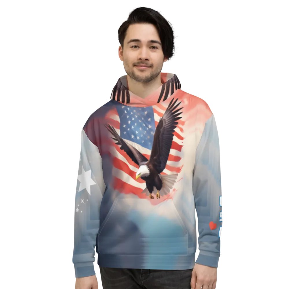 Flying Bald Eagel/All-Over Print Recycled Unisex Hoodie by Sublicolor product image (4)