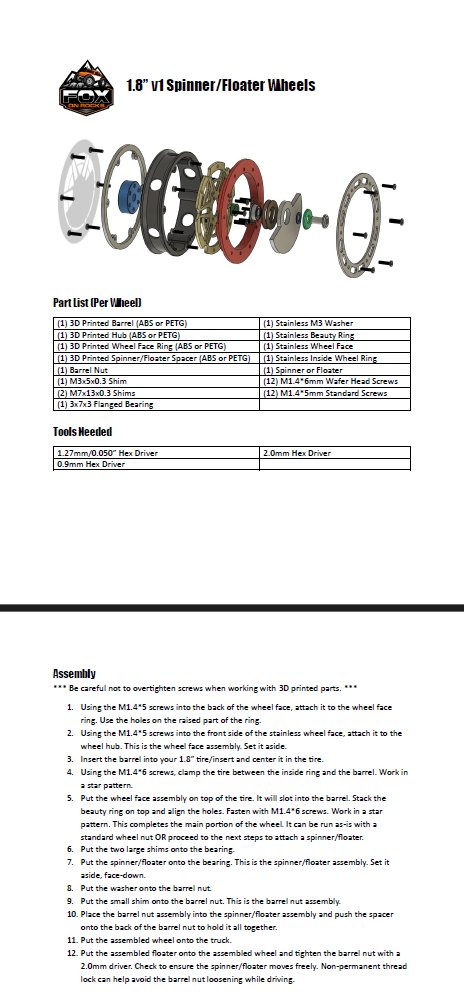 Fox On Rocks 1.8" v1 Spinner Floater Instructions product image (1)