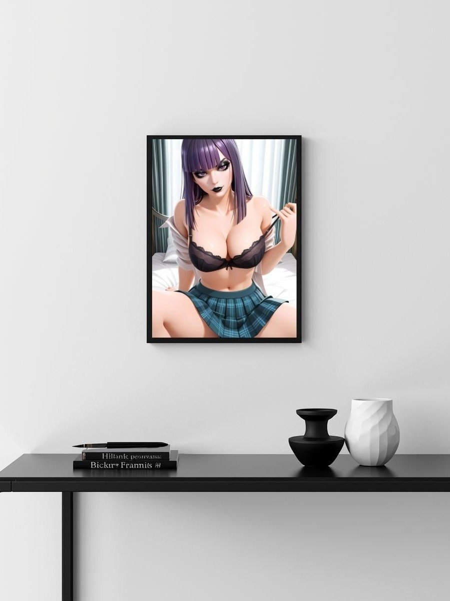 Original Character Lola Andersen Purple Lace Bra Plaid – Glossy 8x10 Metal Print product image (3)