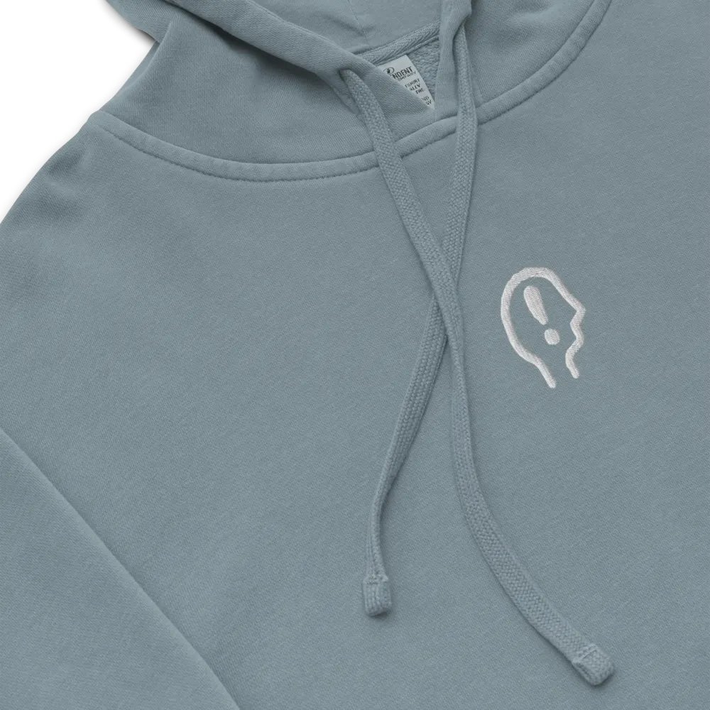EXCLAIMING MENTALLY (C. white) embroidered pigment hoodie product image (1)