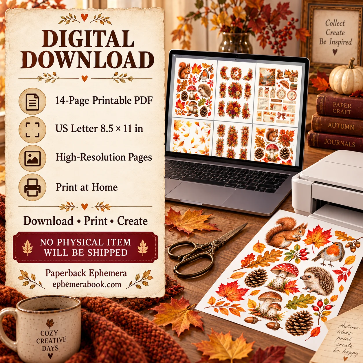 Autumn Ephemera Printable PDF | 14 Fall Journal Pages product image (6)