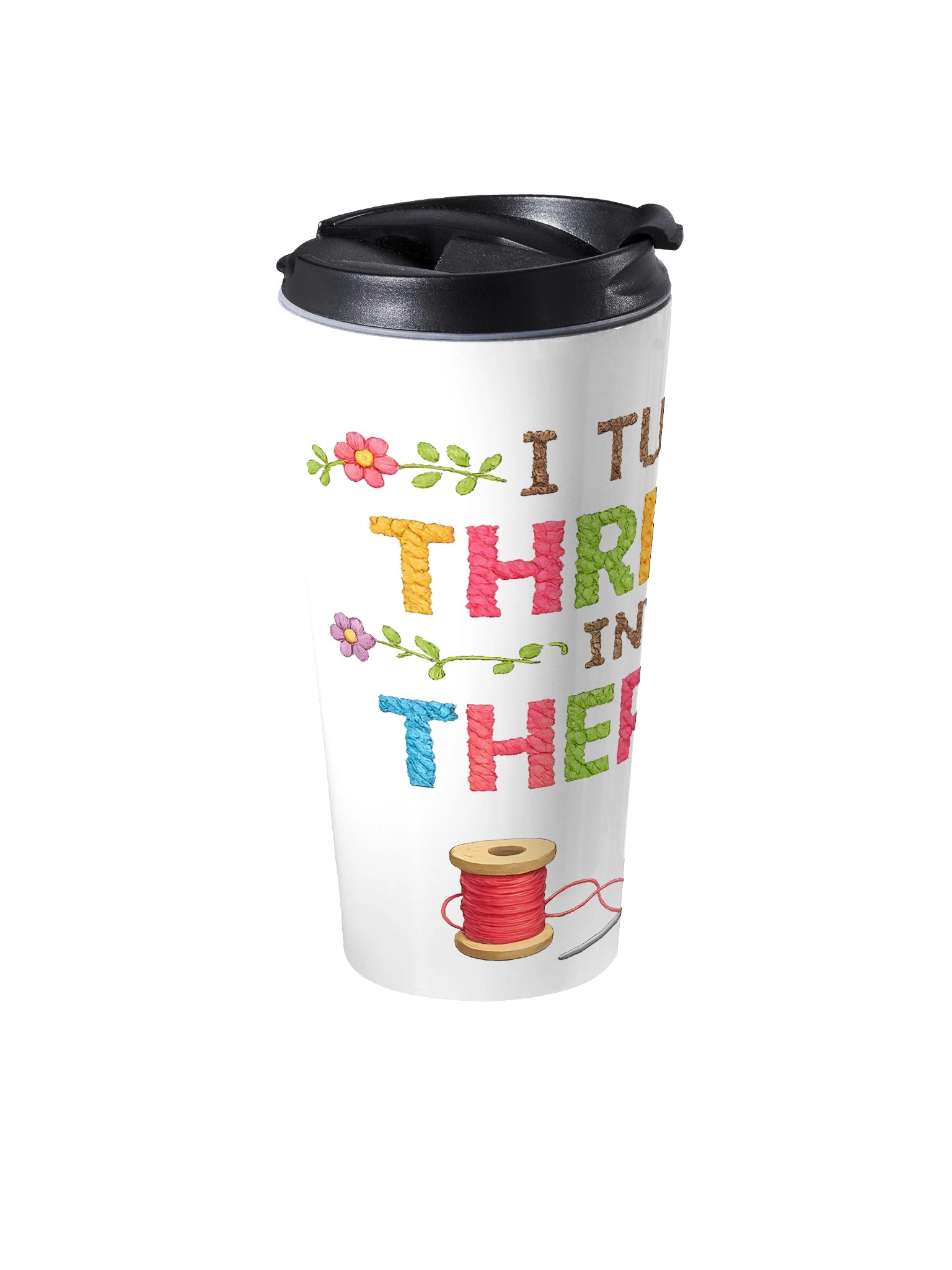 I turn Threads into Therapy Travel Mug product image (2)