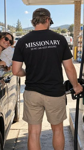 🛍️ GET THE TEE.. MISSIONARY. So we can keep arguing. 😏

She's got the map.

He's got the confidence.

Neither one knows where...