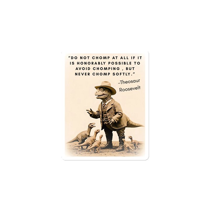 Theosaur Roosevelt - Never Chomp Softly Funny Historical Dino Magnet product image (2)