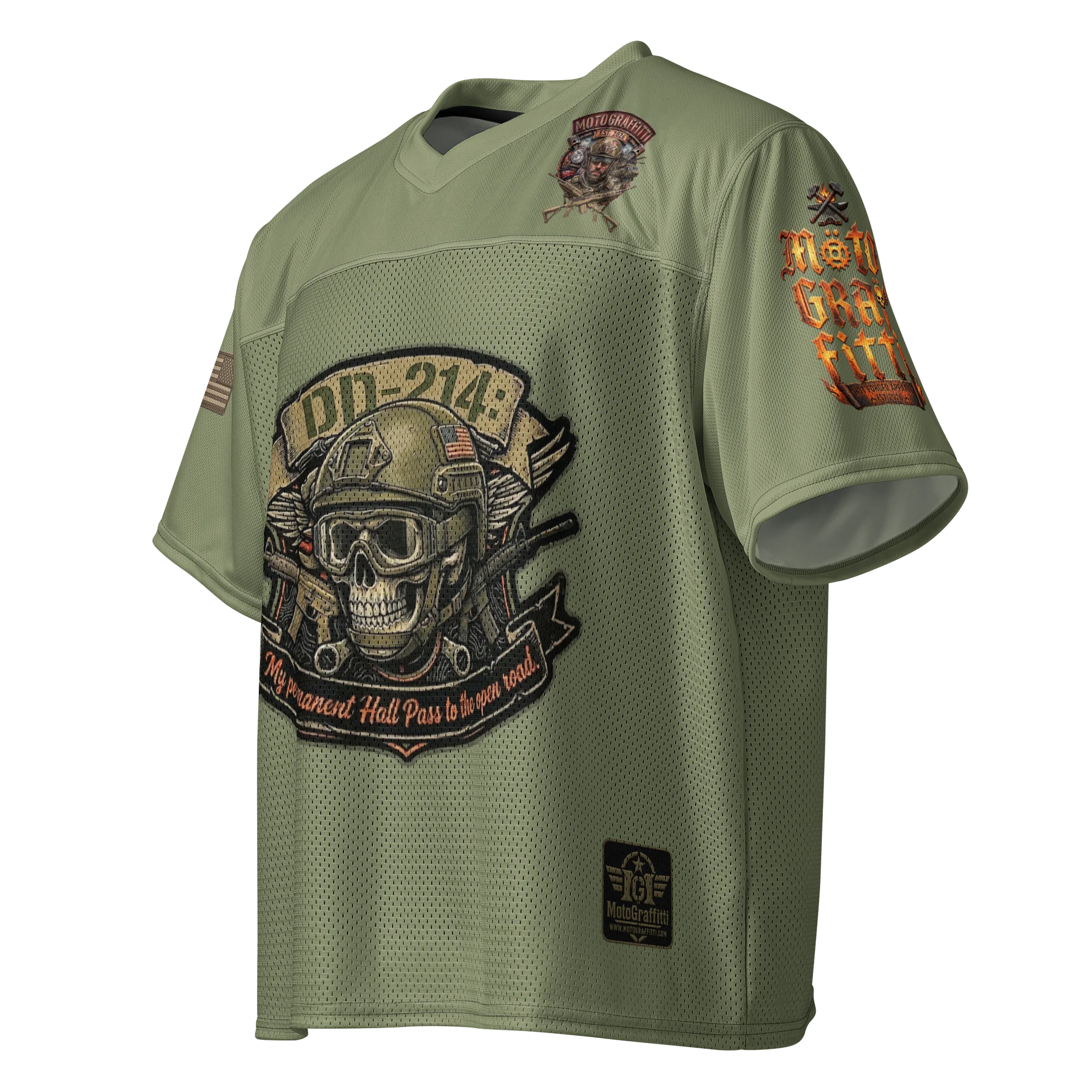 MötoGraffitti DD214 OD Green Football Jersey product image (3)