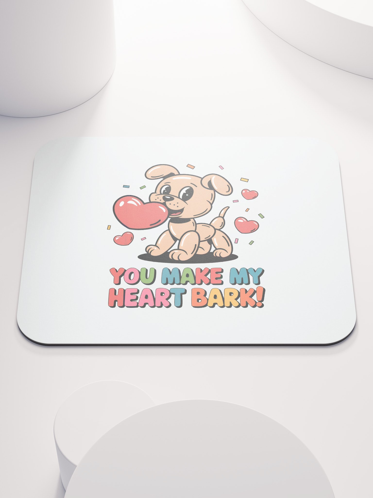 You Make My Heart Bark Mouse Pad | Funny Dog Valentine Gift | Cute Puppy Pun Desk Accessory product image (1)